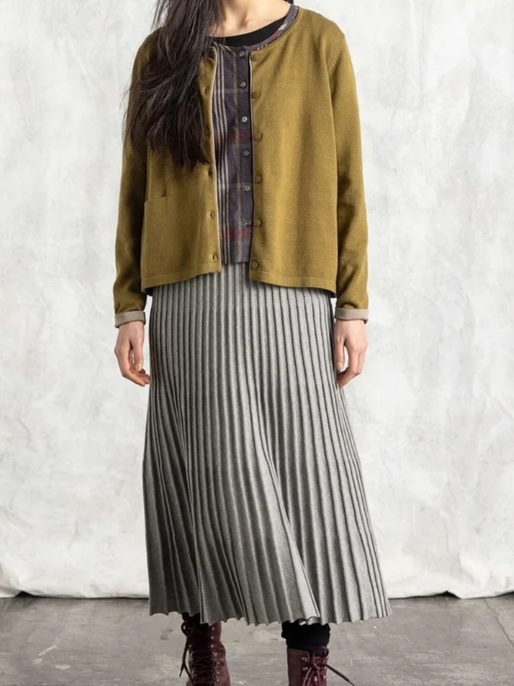 NWOT Gudrun Sjoden Pleated Maxi Skirt in Light Gray Sz L - Picture 3 of 8